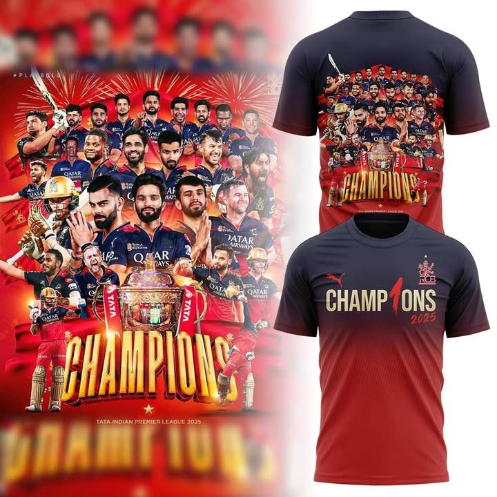 RCB Champion 2025 Tata Indian Premier League Shirt Royal Challengers Bengaluru Fan Merch