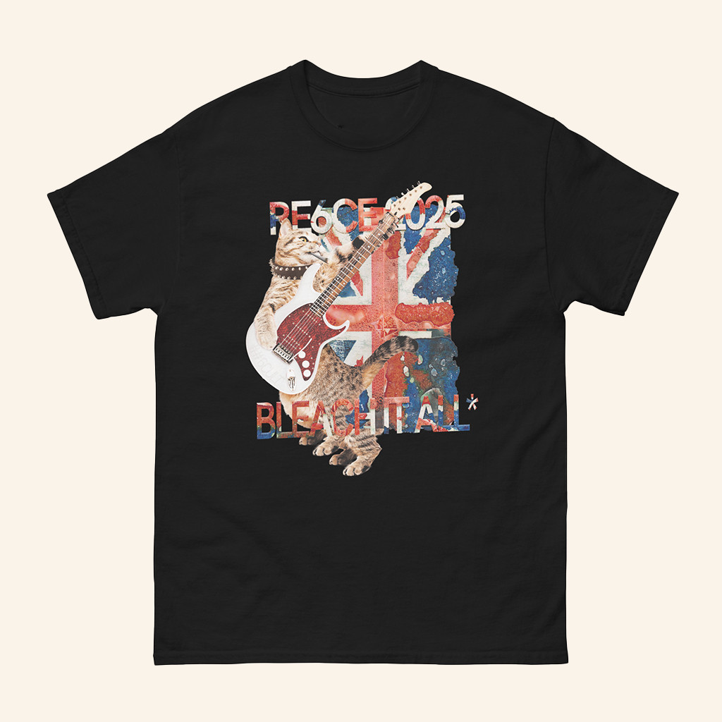 Re6ce Merch Bleachitall Shirt Cute Cat Orchestra Playing Guitar T-Shirt Gifts For Music Fans