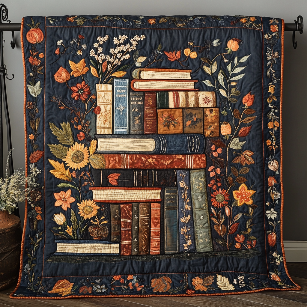 Reading Corner Quilted Blanket Sofa Couch Throw Blanket Book Themed Gift Items