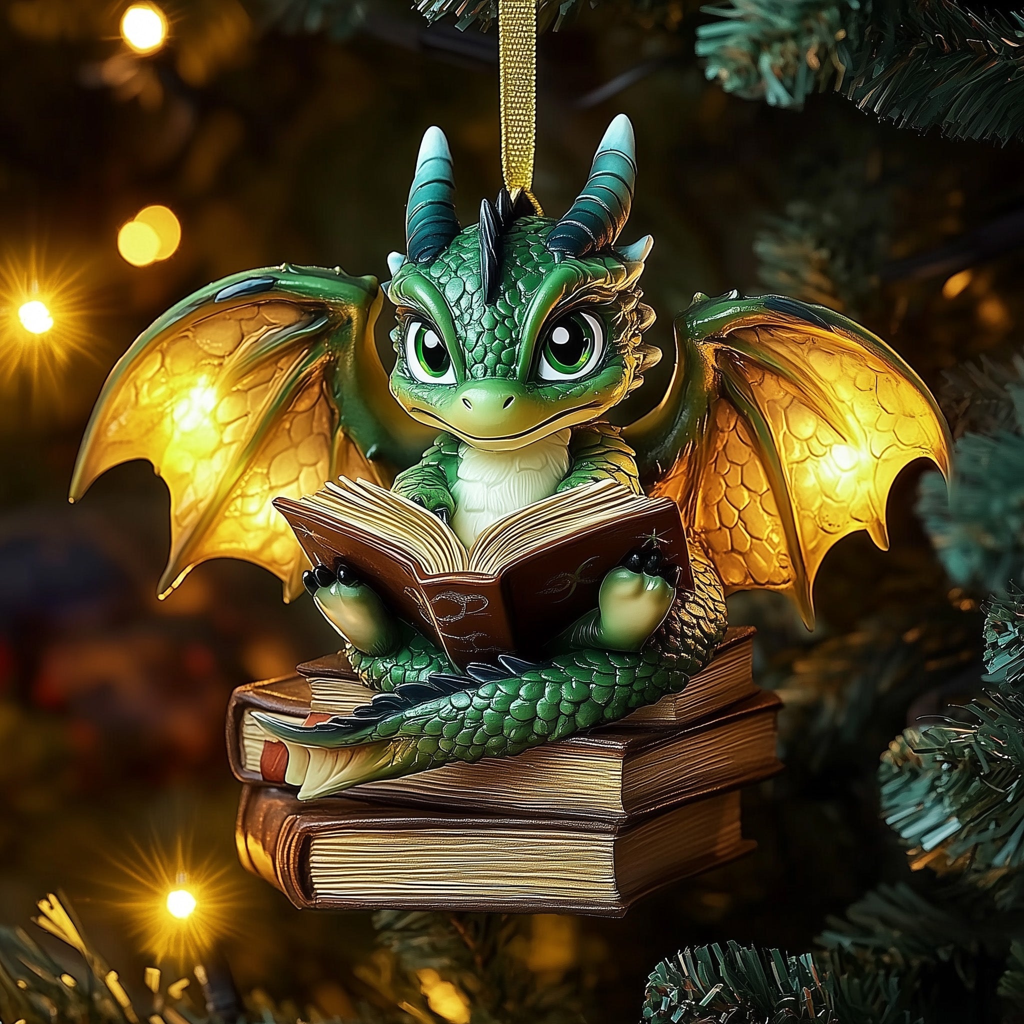 Reading Dragon Acrylic Ornament Christmas Ornament for Grandma