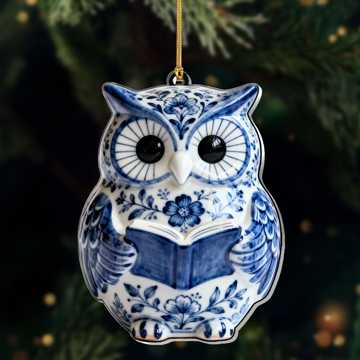 Reading Owl Christmas Ornament Animal Themed Christmas Tree Decoration Owl Lover Xmas Gifts