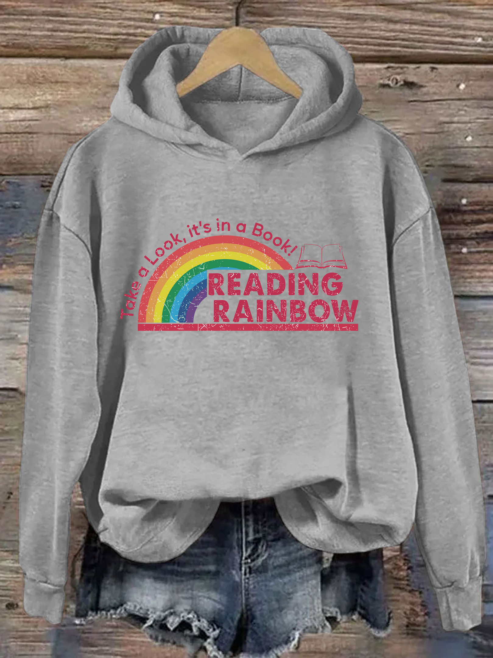 Reading Rainbow Hoodie Rainbow Pattern Trendy Clothing Unique Gifts For Bookworms