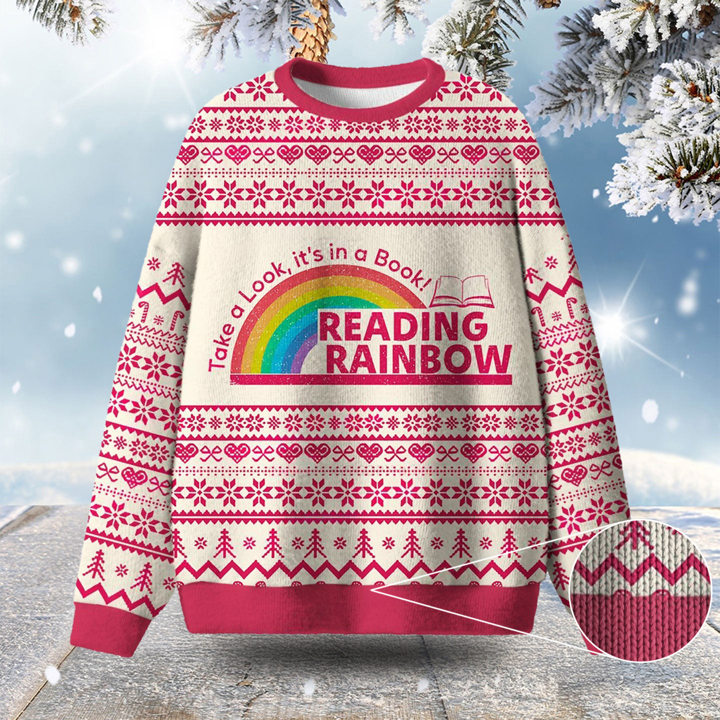 Reading Rainbow Ugly Christmas Sweater Winter Clothing Christmas Gifts For Book Lover