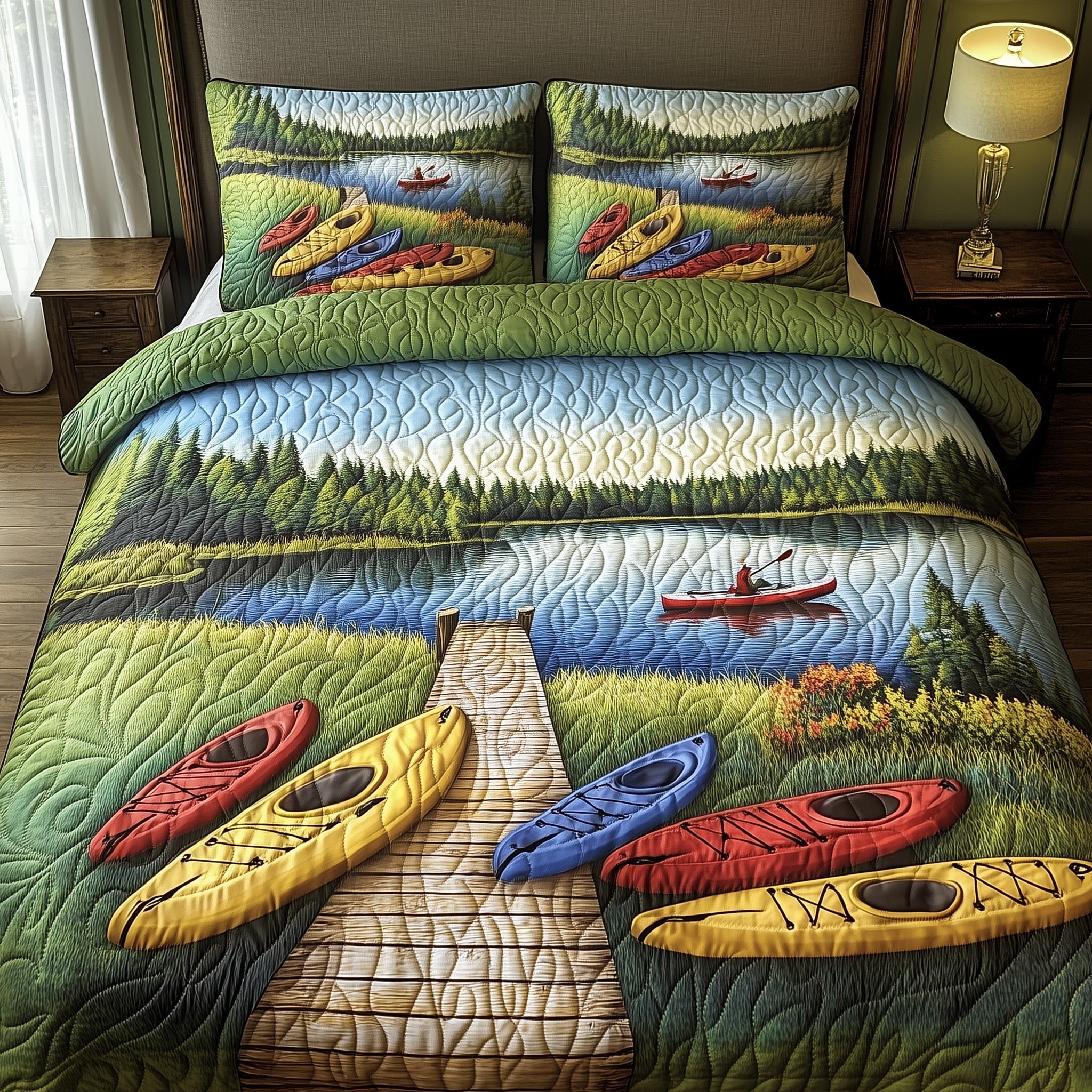 Ready to Paddle Quilted Bedding Set Duvet Cover Merchandise Best Gifts For Kayak Fisherman