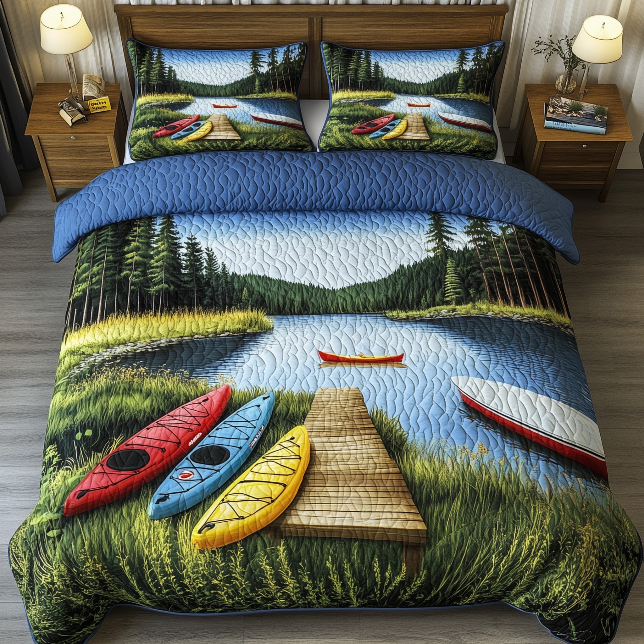 Ready to Paddle Quilted Bedding Set Duvet Cover Merchandise Gifts For Canoe Lovers