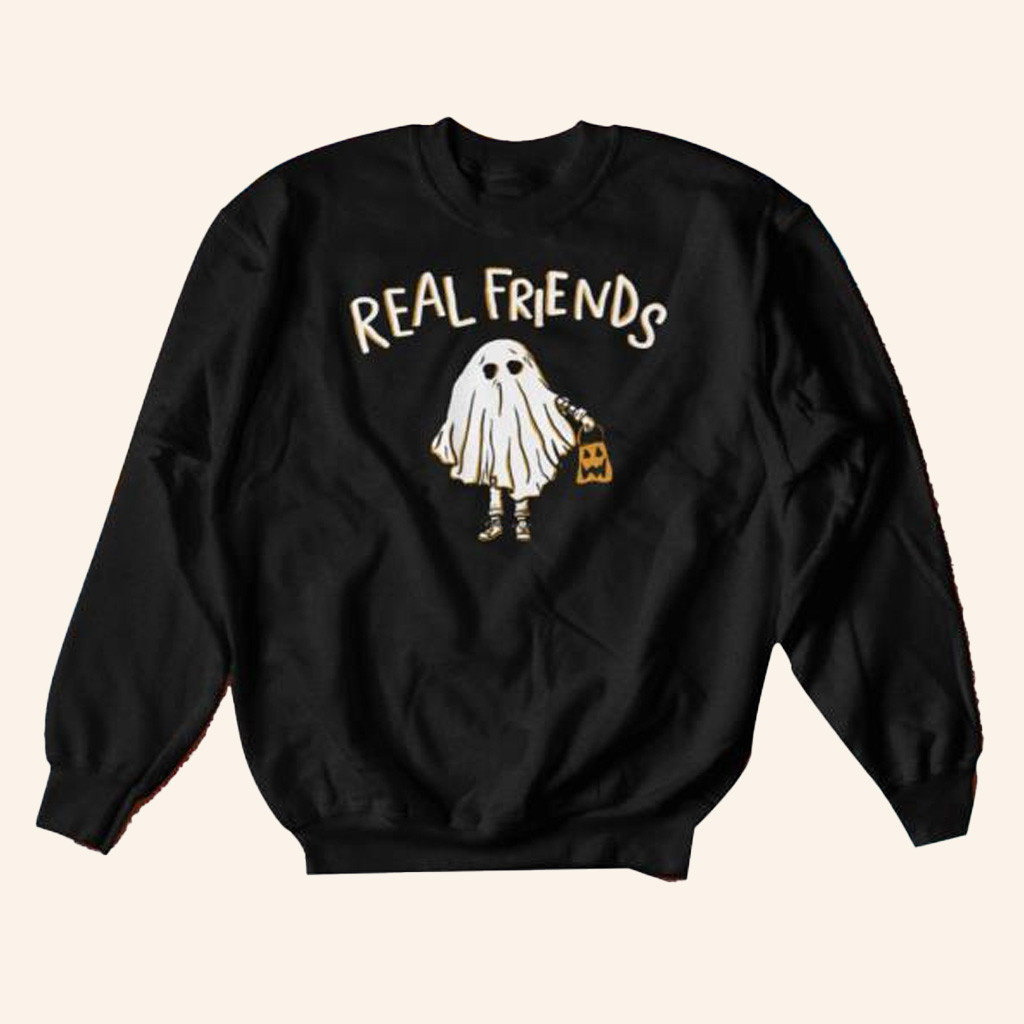 Real Friends Merch Og Ghost Crewneck Sweatshirt Gifts For Halloween Real Friends Merch Og Ghost Crewneck Sweatshirt Gifts For Halloween