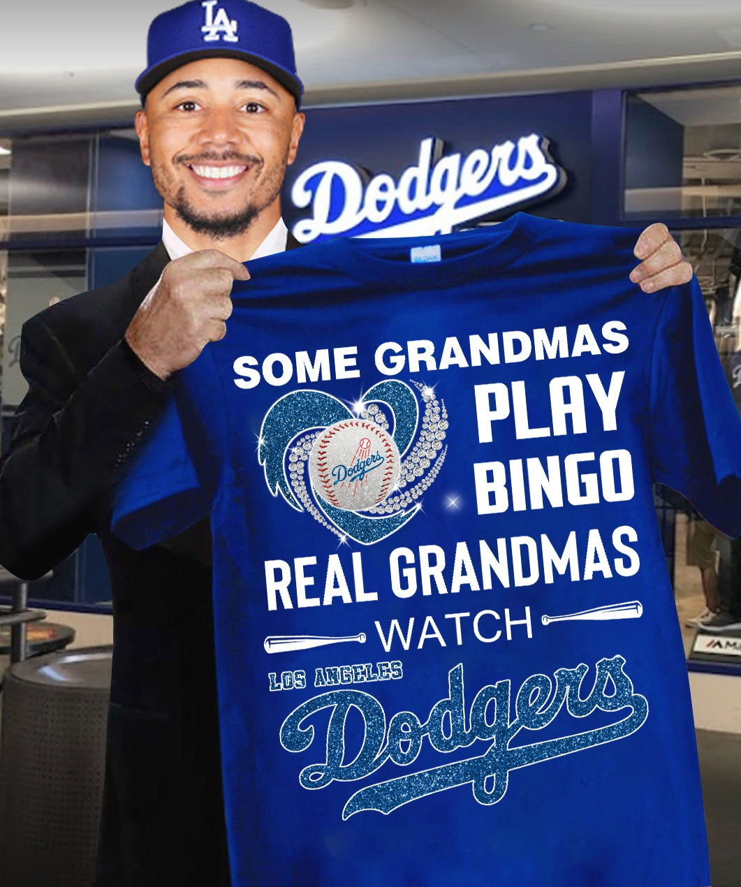 Real Grandmas Watch Los Angeles Dodgers T-Shirt Funny Gifts For Grandma Dodgers Fans