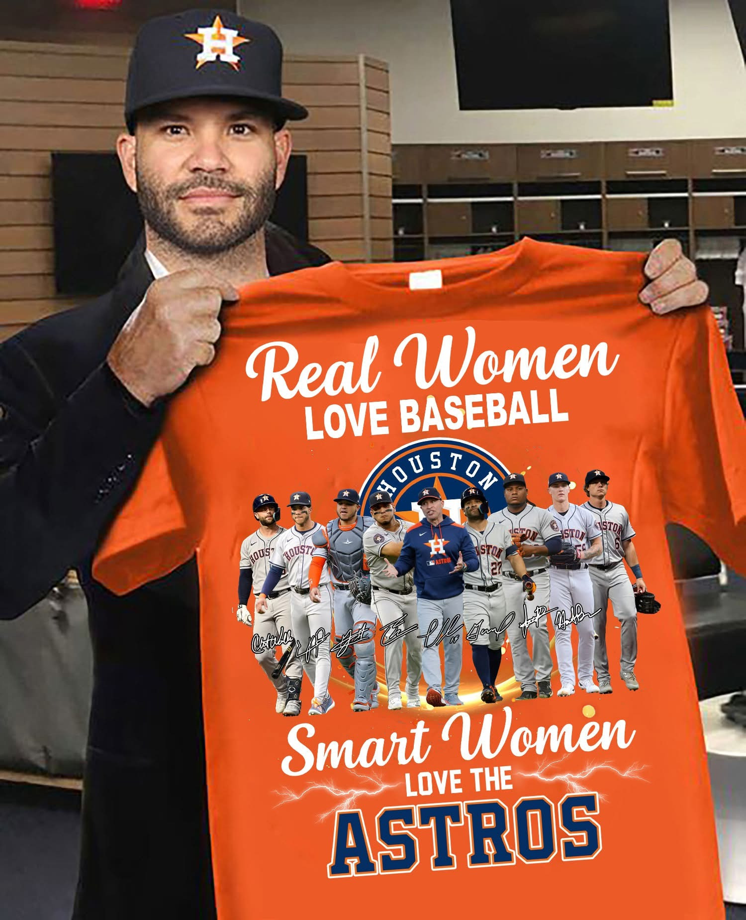 Real Women Love Baseball Smart Love The Astros T-Shirt Houston Astros Fan Gifts For Her