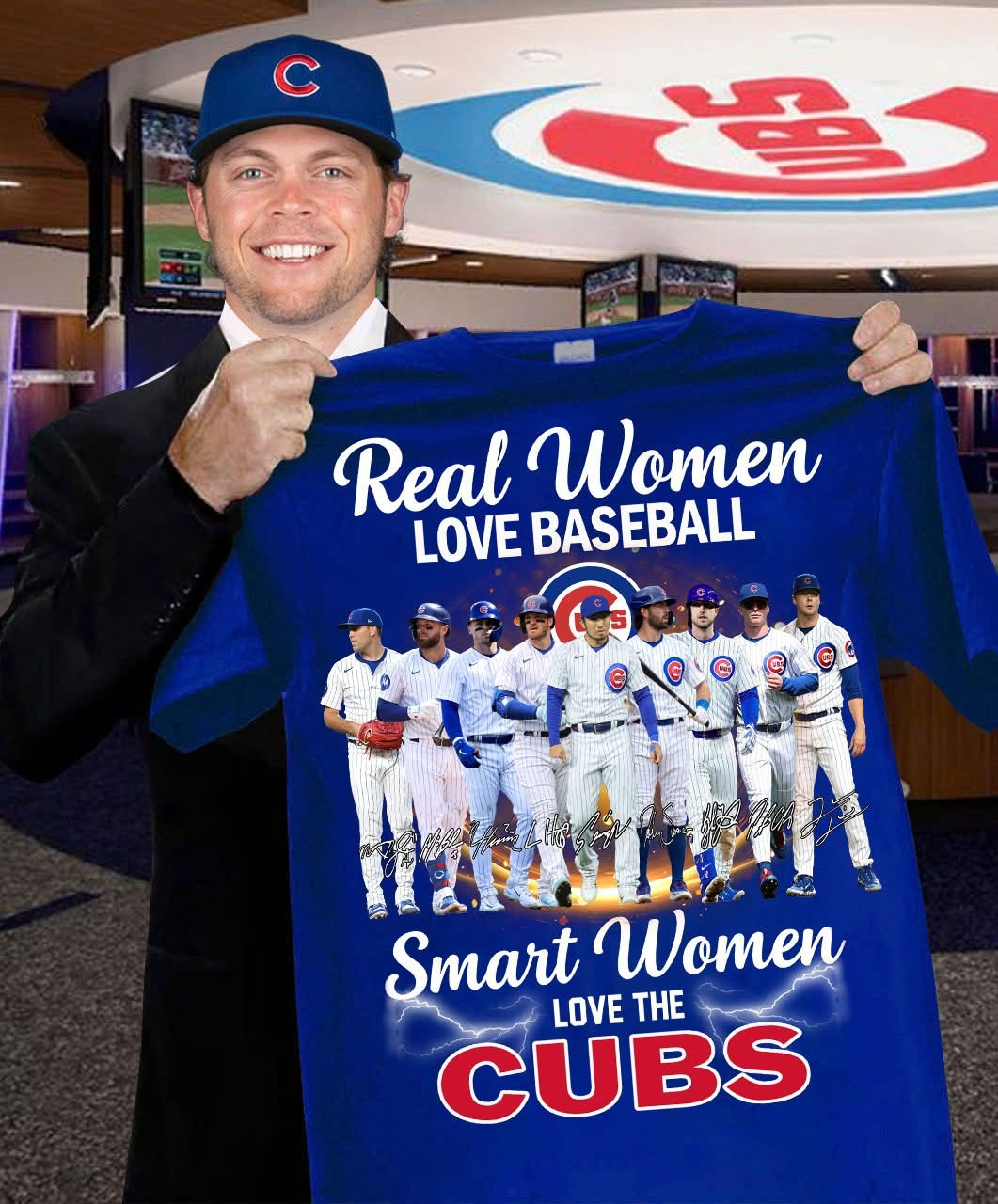 Real Women Love Baseball Smart Love The Cubs T-Shirt Best Chicago Cubs Fan Gifts For Her