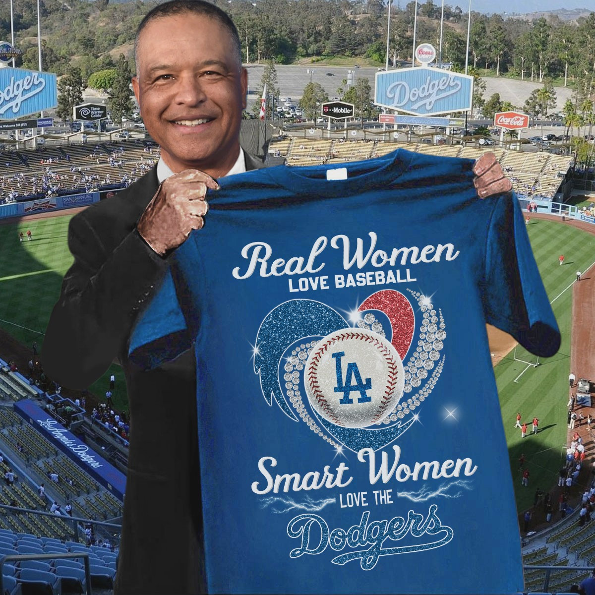 Real Women Love Baseball Smart Love The Dodgers T-Shirt Dodgers Fan Gifts For Her