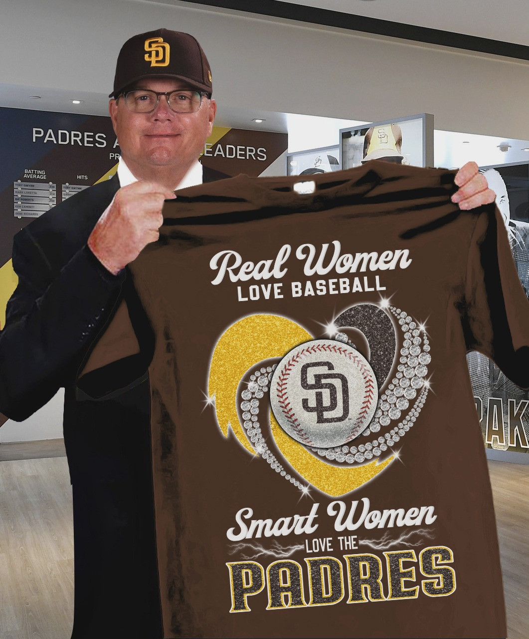 Real Women Love Basketball Smart Love The Padres T-Shirt Baseball Fan Gifts For Her