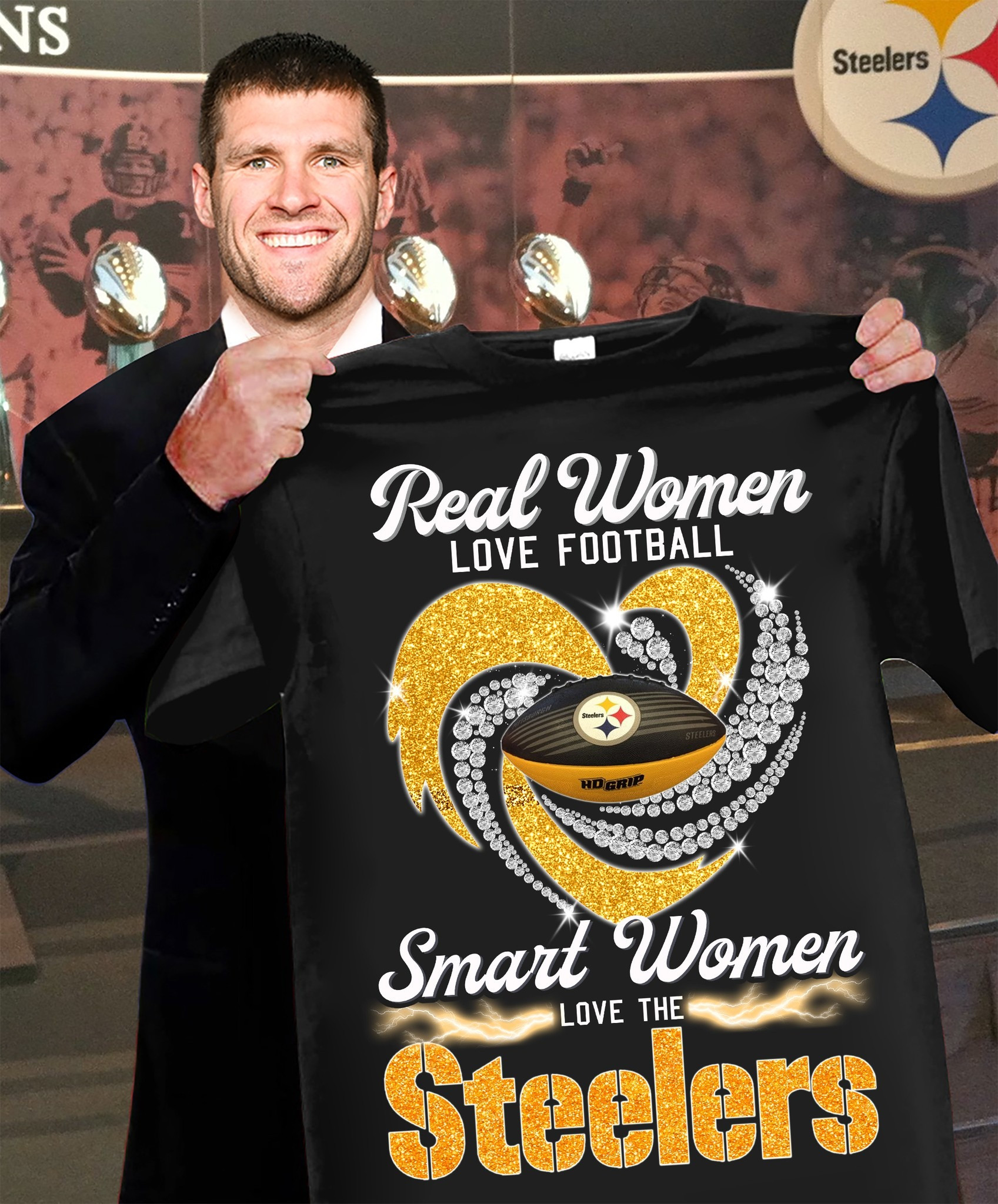 Real Women Love Football Smart Love Pittsburgh Steelers T-Shirt Fan Gifts For Her