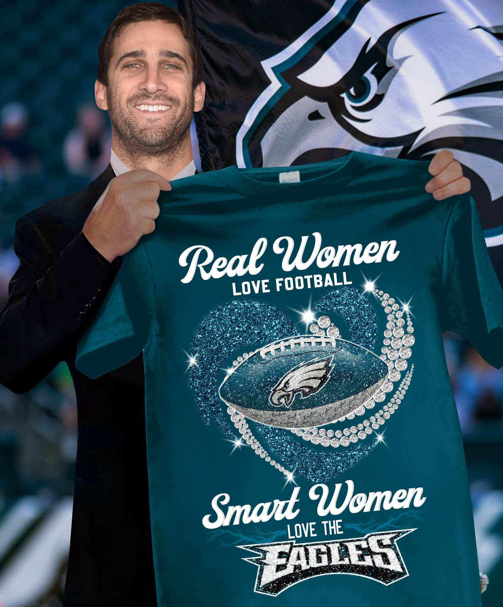 Real Women Love Football Smart Women Love The Eagles T-Shirt Football Fan Gifts