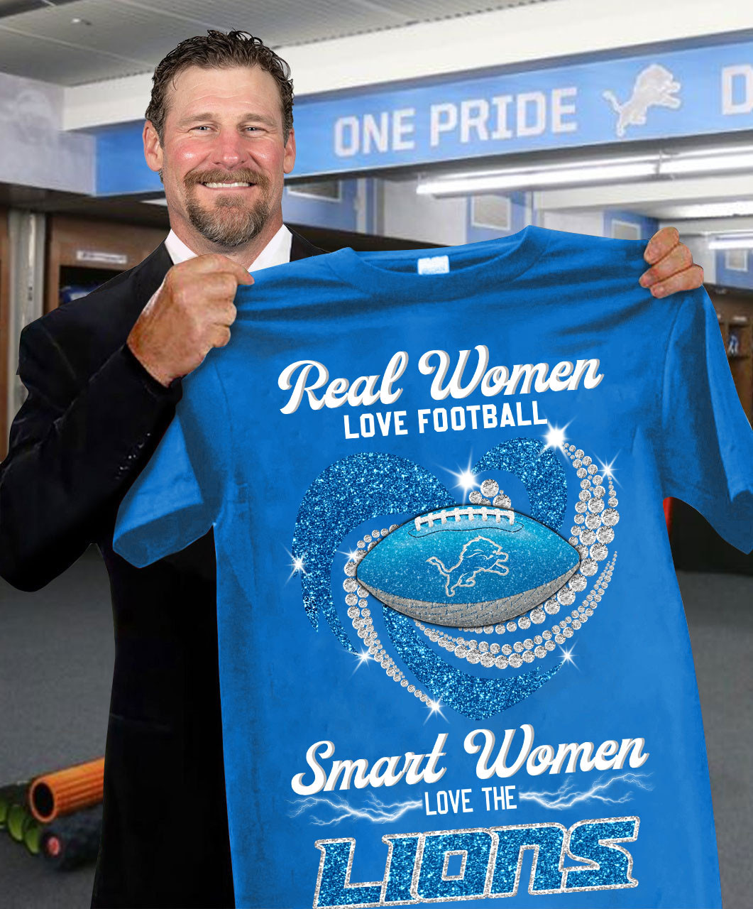 Real Women Love Football Smart Women Love The Lions T-Shirt Presents For Football Fans