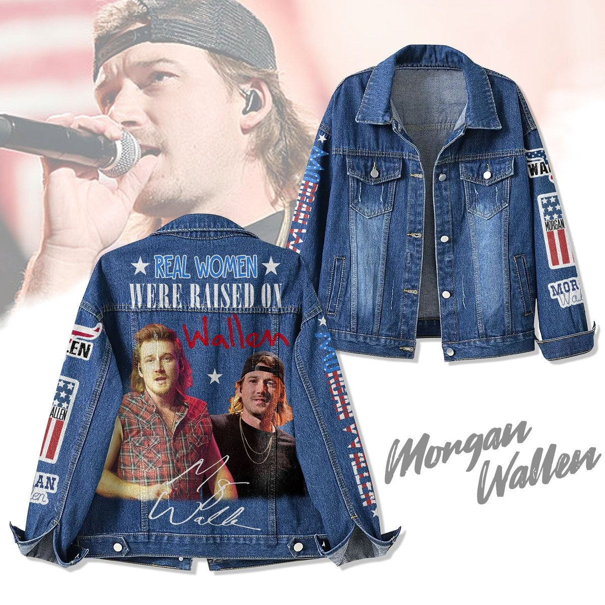 Real Women Were Raised On Morgan Wallen Denim Jacket Music Related Gifts For Guys