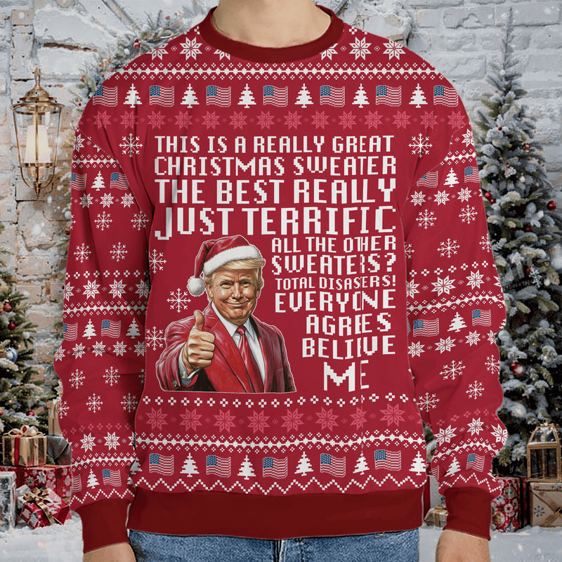Really Great Christmas Sweater Trump Ugly Sweater Christmas Gift For Trump Supporter