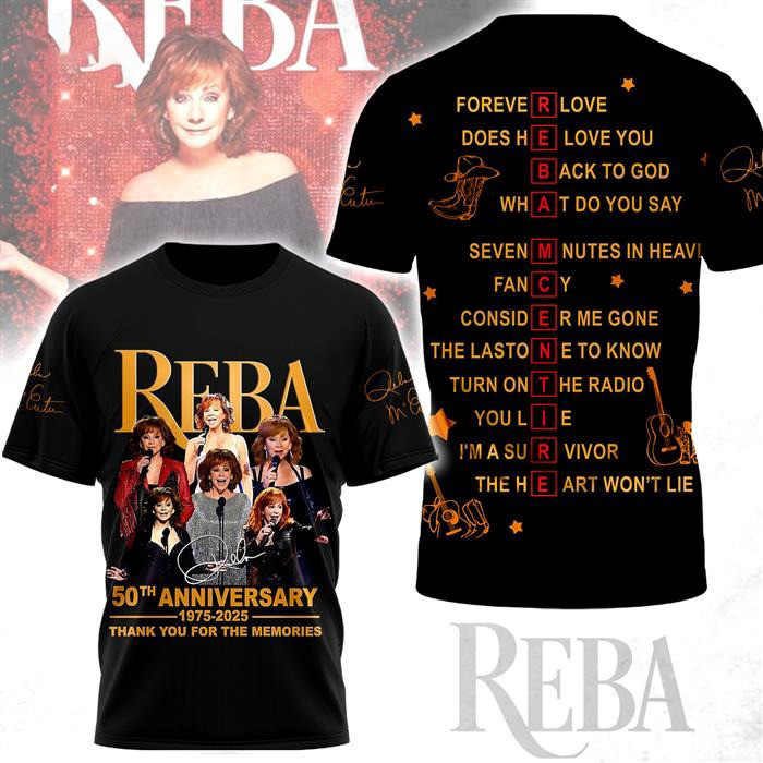 Reba McEntire 50th Anniversary 1975-2025 Shirt Music Lovers Gifts