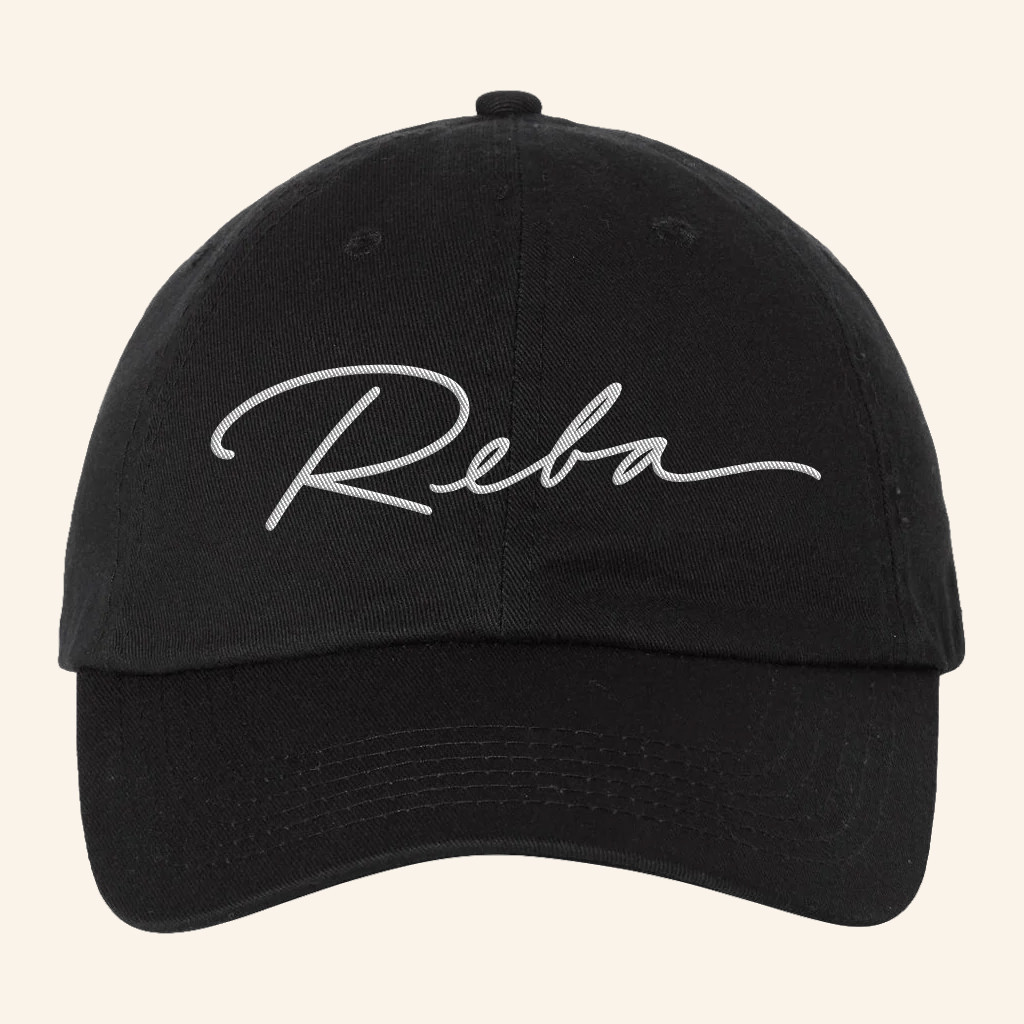 Reba Merch Embroidered Reba Script Black Hat Cool Gifts For Music Lovers Reba Merch Embroidered Reba Script Black Hat Cool Gifts For Music Lovers