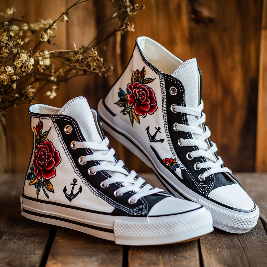Rebel Roses Canvas High Tops Durable Merch Build