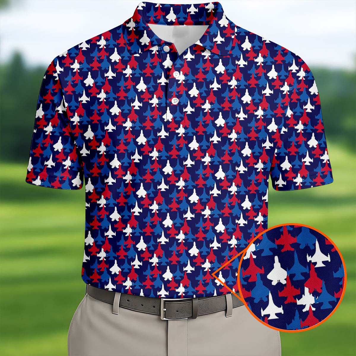 Red And Blue Fighter Jet Golf Shirts US Mens Apparel Best Gift For My Brother