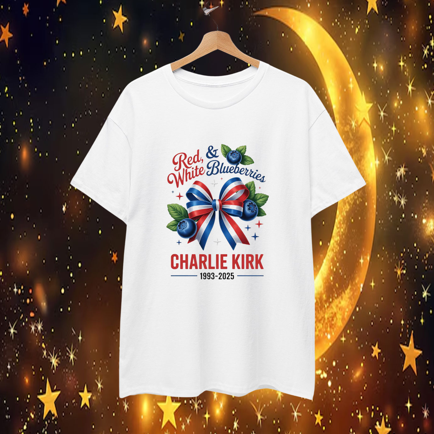 Red, And  White Blueberries Charlie Kirk Shirt