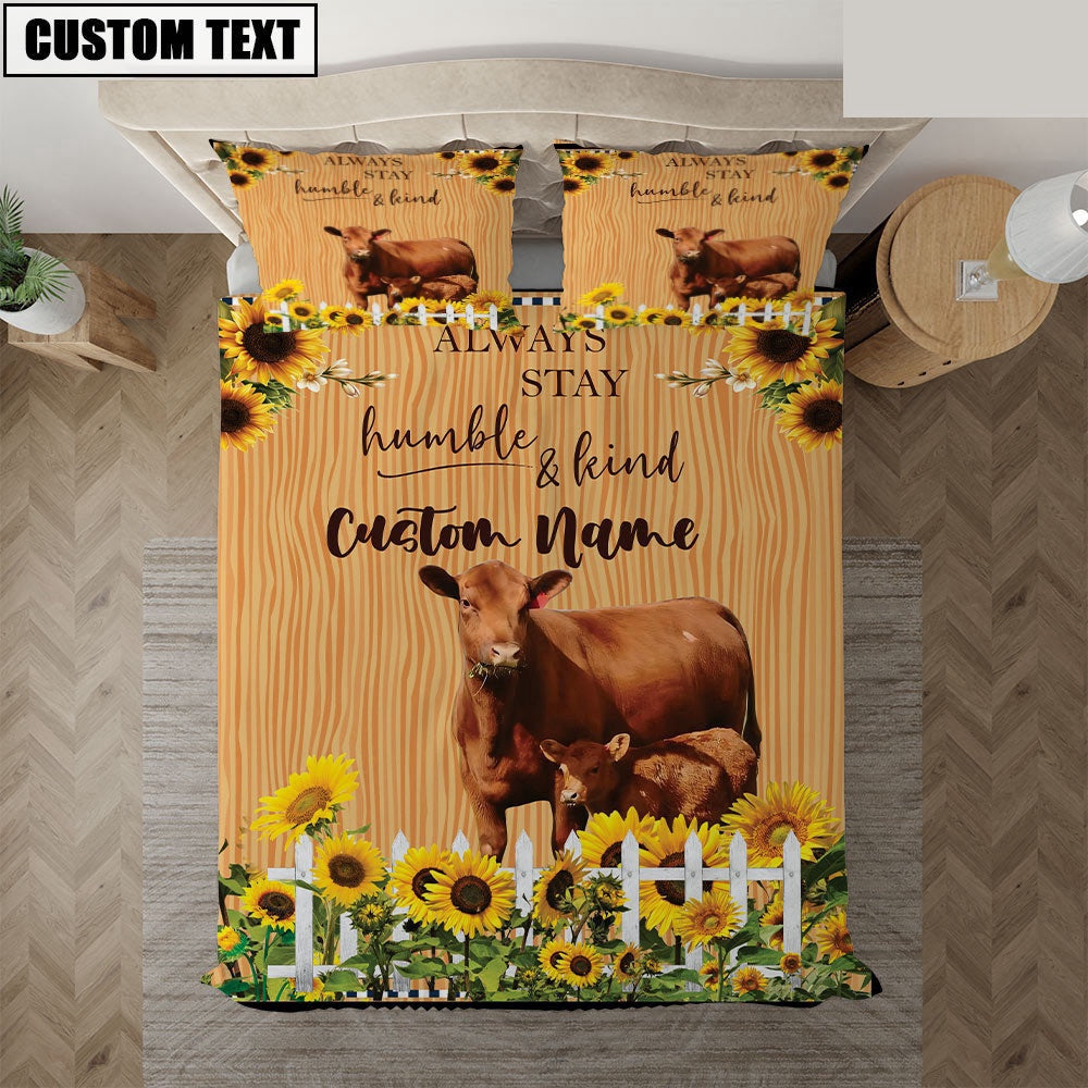 Red Angus Stay Humble And Kind Bedding Set Farmhouse Bedding Set Couple Gifts