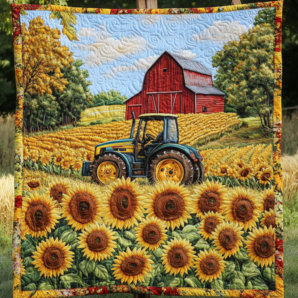 Red Barn Journey Quilted Blanket Best Throw Blanket Tractor Presents For Adults