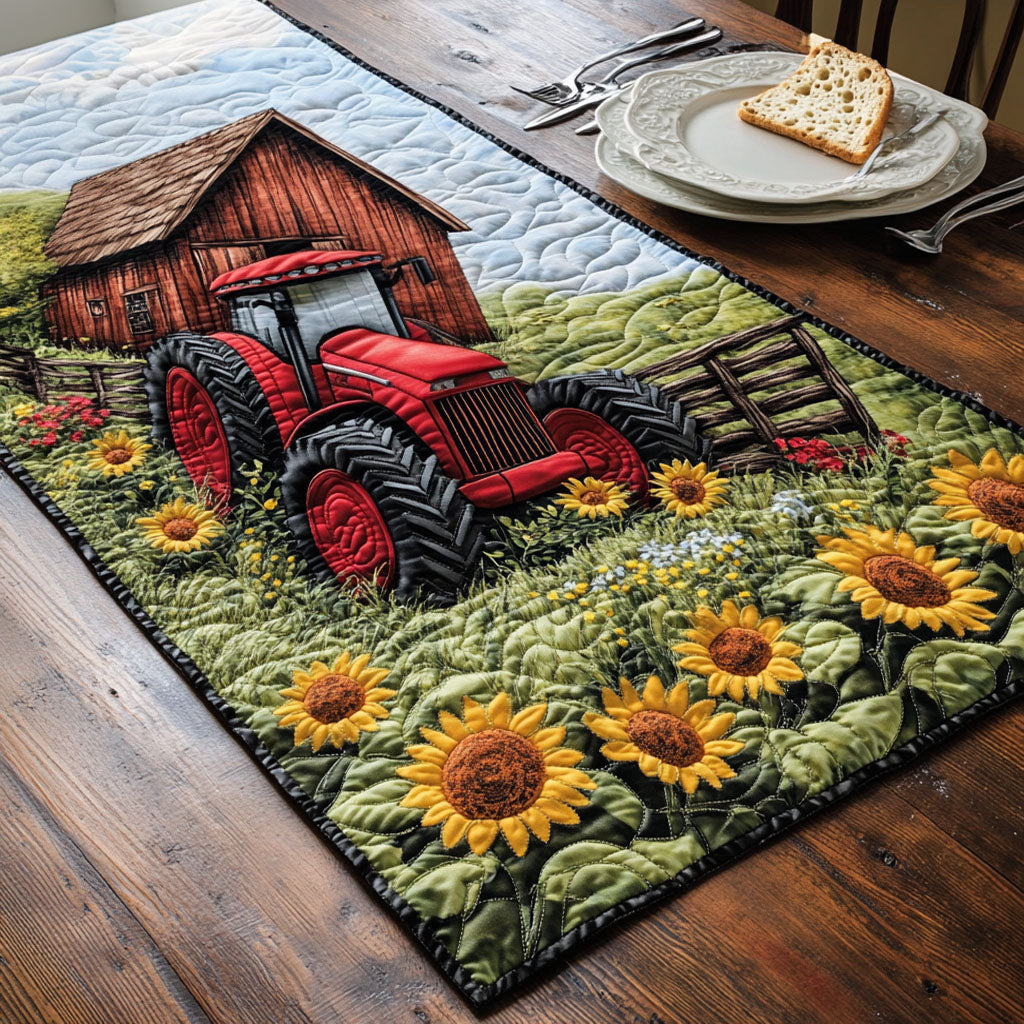 Red Barn Tractor Quilted Table Runner Dinner Table Decor Tractor Themed Gifts