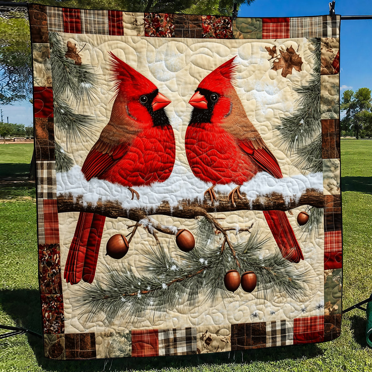 Red Beauties Quilted Blanket Unique Cardinal Gifts