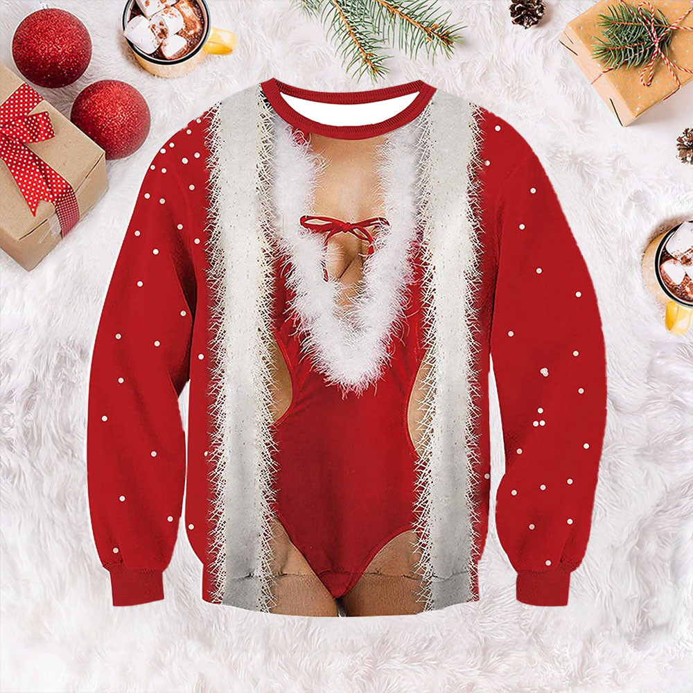 Red Bikini Ugly Christmas Sweater Cute Holiday Sweater Xmas Gifts For Daughter