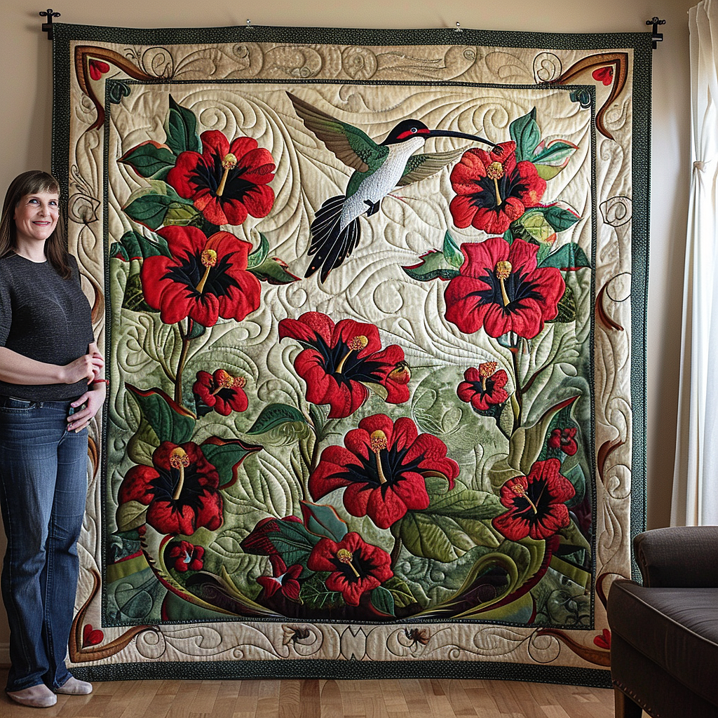 Red Bloom Radiance Quilted Blanket Gift Ideas For Bird Lovers