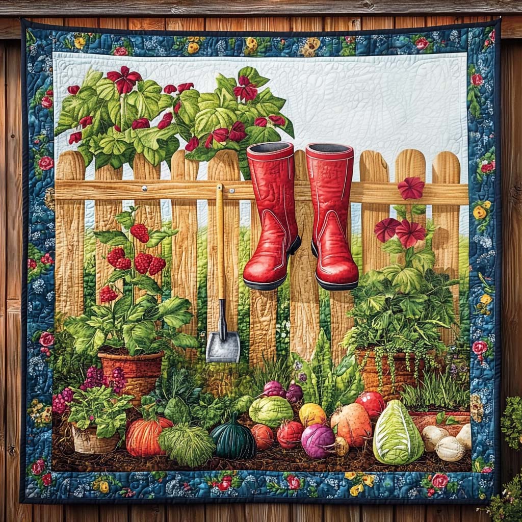Red Boots Quilted Blanket Gifts For Garden Lovers