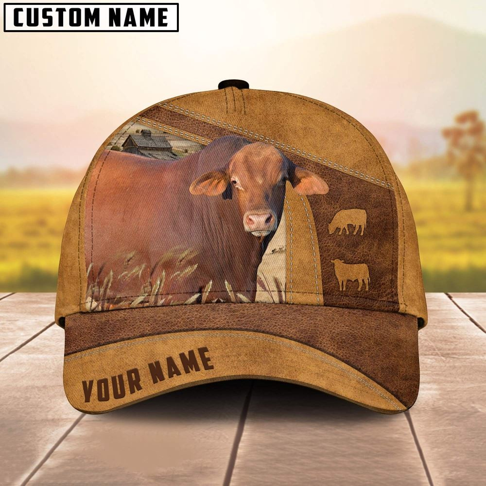 Red Brangus Custom Name Cap Farmer Baseball Cap Unique Gifts For Farmers