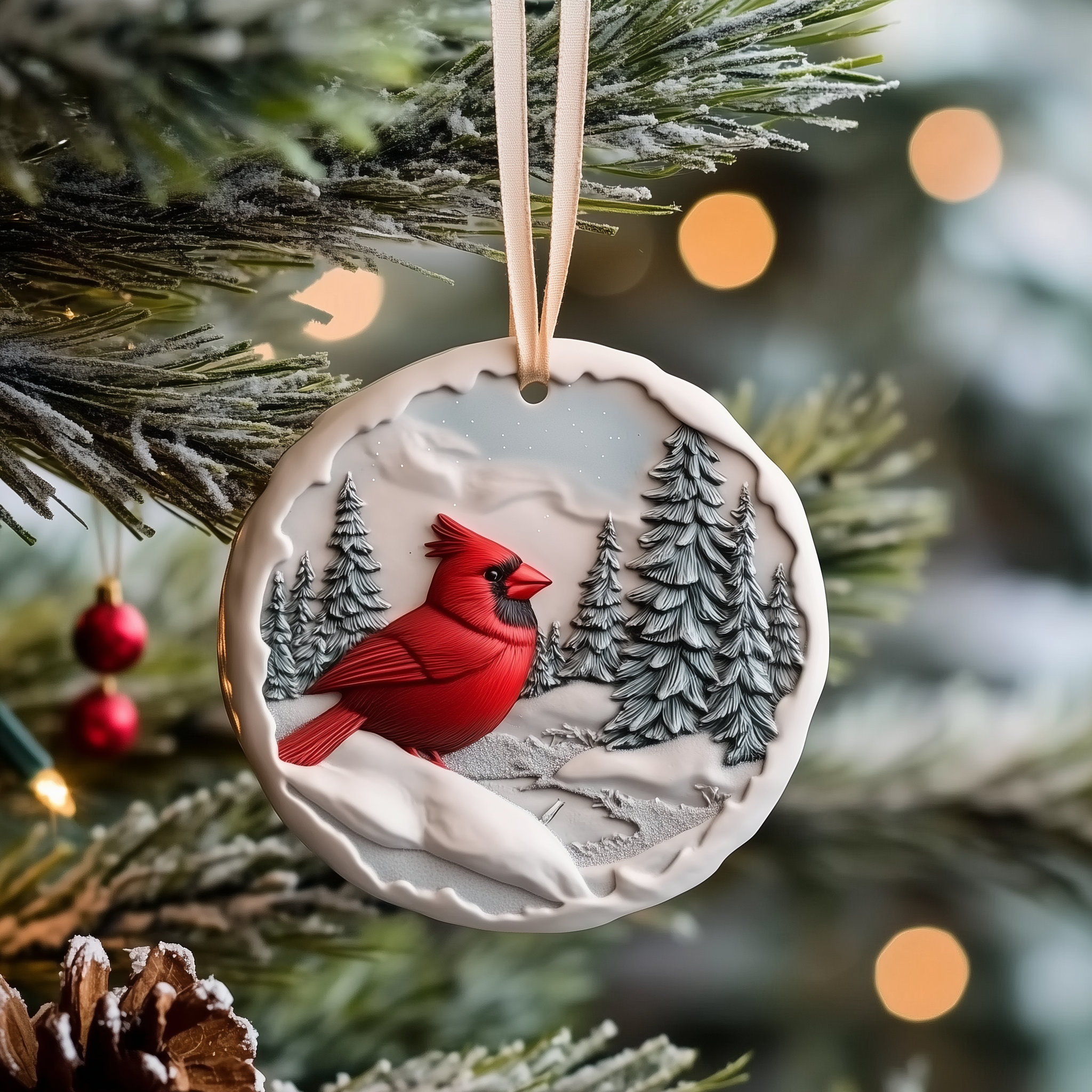 Red Cardinal Mica Ornament Charming Red Cardinal Christmas Ornament Lovely Gift For Bird Lovers