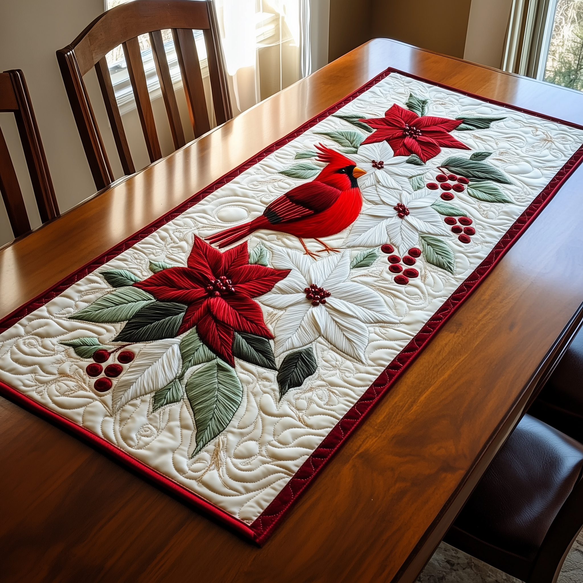 Red Cardinal Quilted Table RunnerIndoor Cardinal Christmas Decorations Unique Gifts