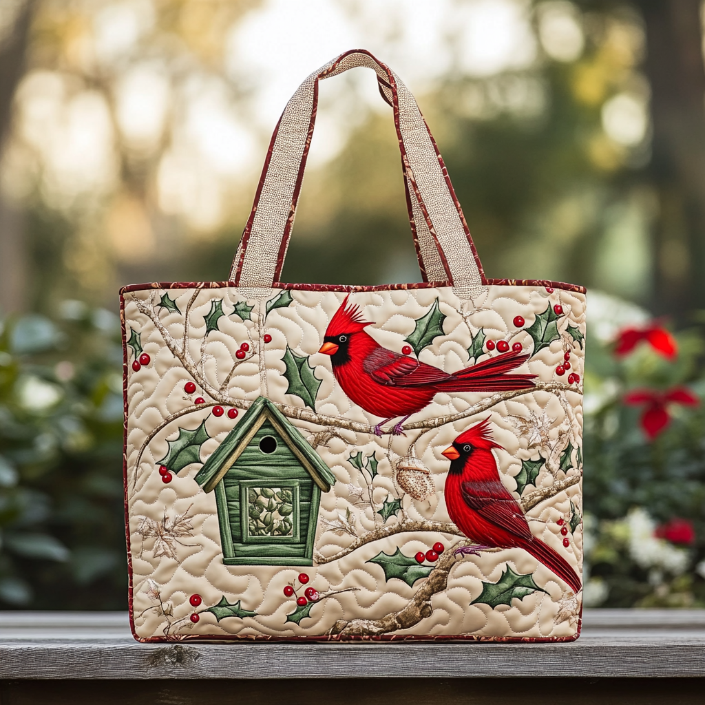 Red Cardinal Quilted Tote Bag Cardinal Gift Items