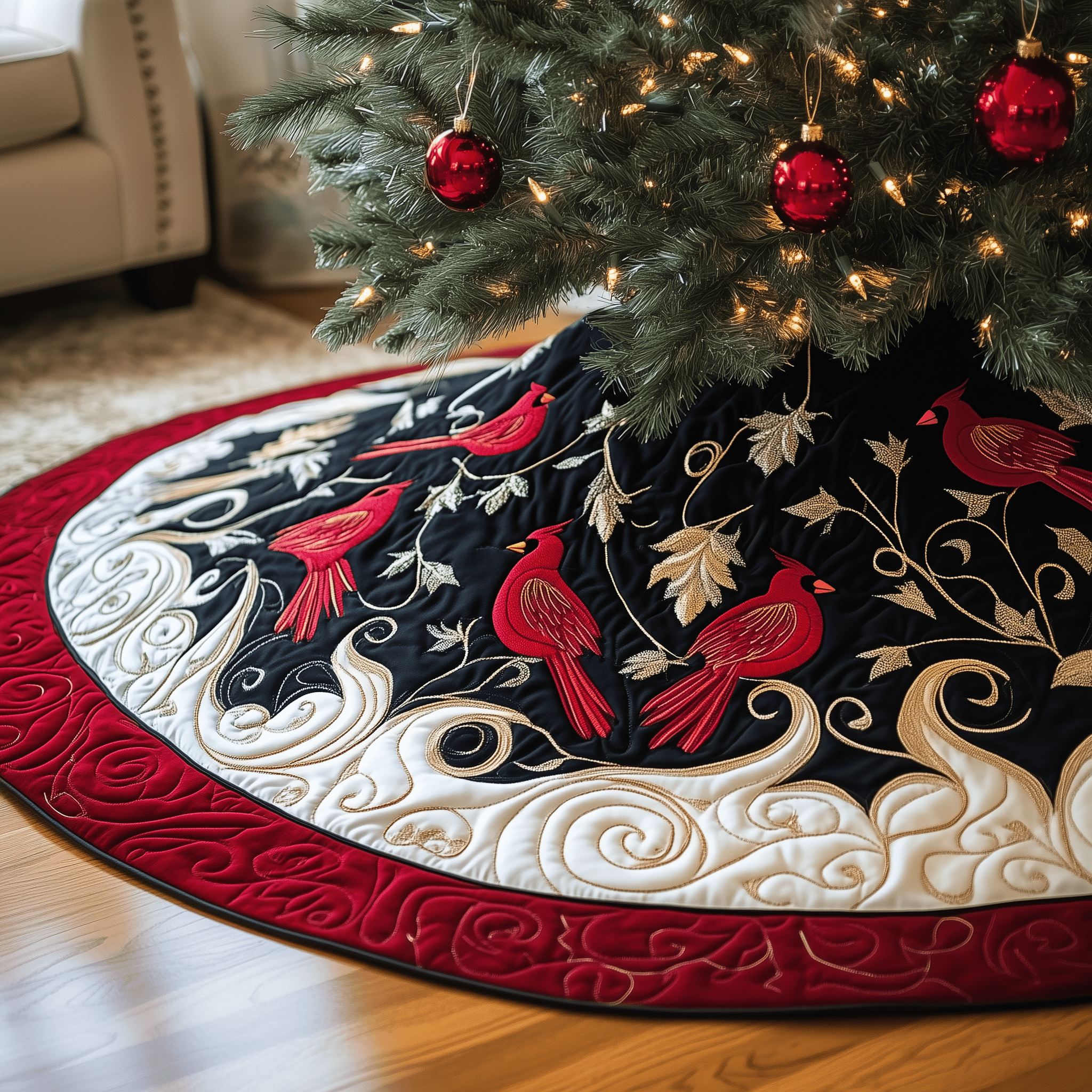 Red Cardinal Quilted Tree Skirt Best Tree Skirts Indoor Decorations Cardinal Christmas Gift Ideas