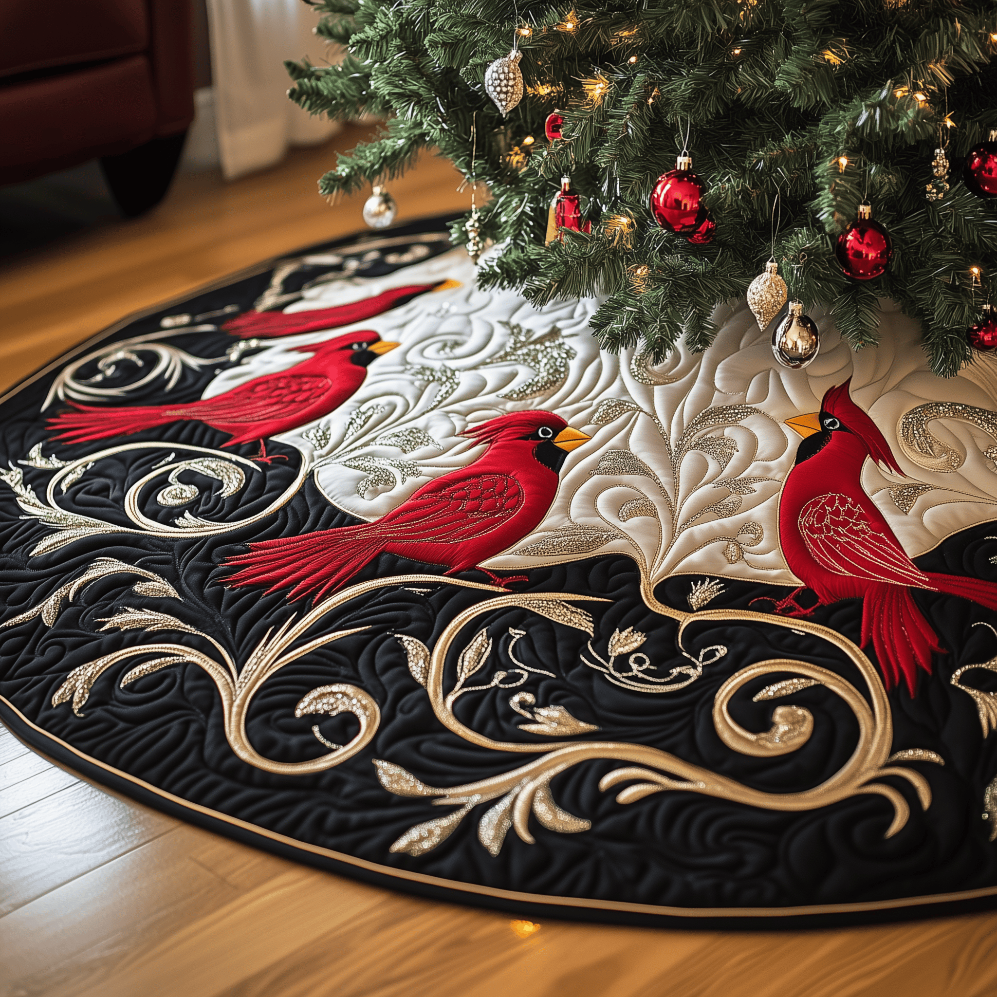 Red Cardinal Quilted Tree Skirt Best Tree Skirts Indoor Decorations Cardinal Christmas Gift Ideas