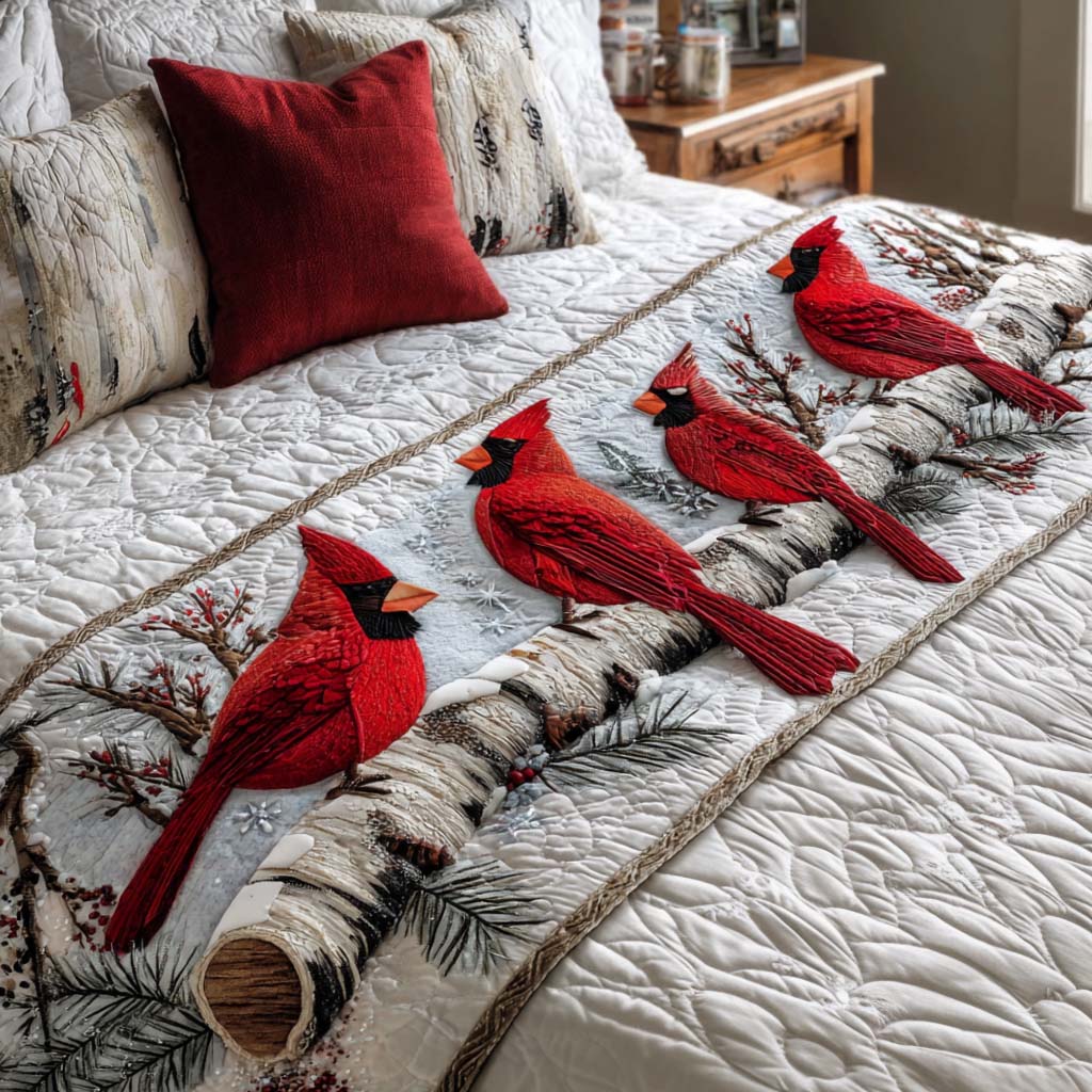Red Cardinals Quilted Bed Runner Bed Christmas Decor Christmas Presents