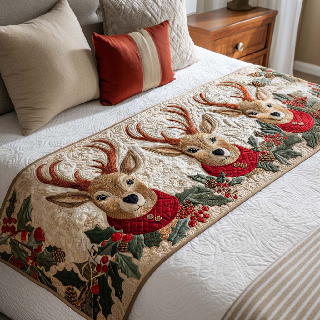 Red Cardinals Quilted Bed Runner Christmas Bedding Ideas Best Christmas Gifts 2025