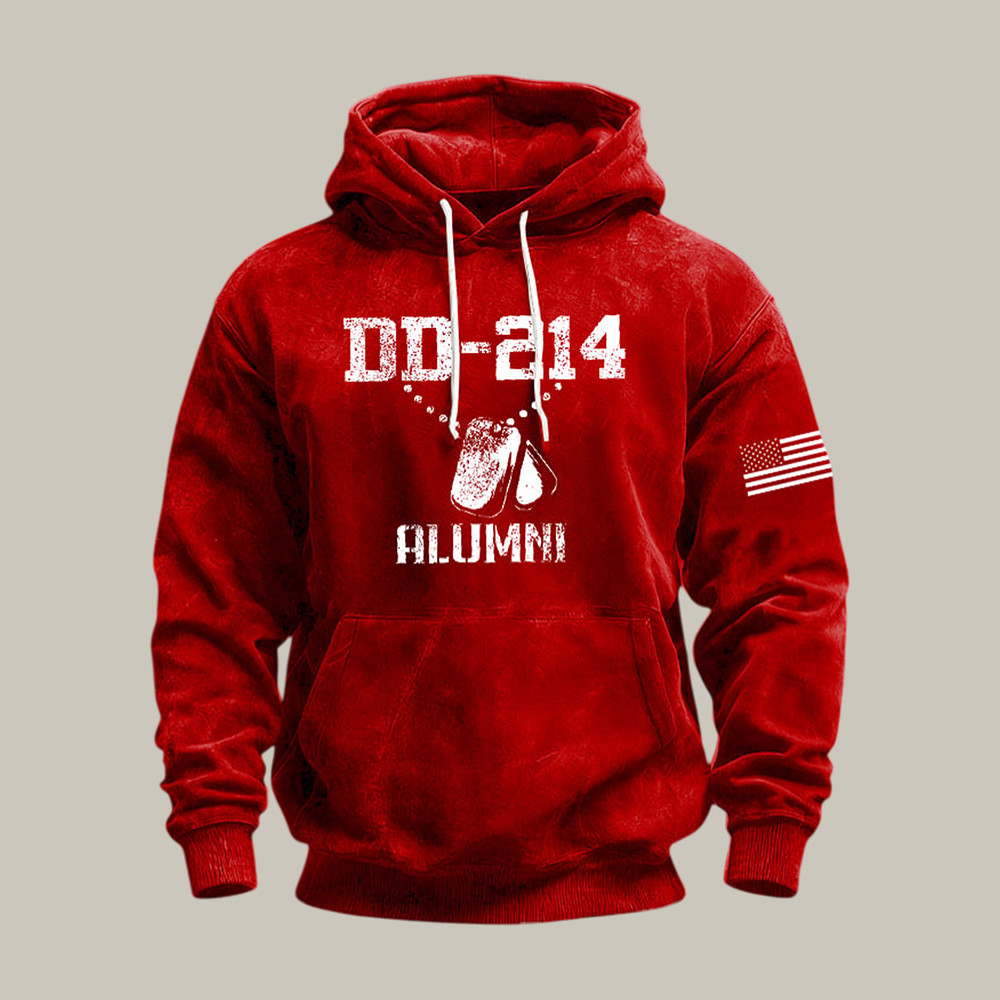 RED DD 214 Alumni Hoodie Red Friday Military Veteran Apparel Present For Patriots