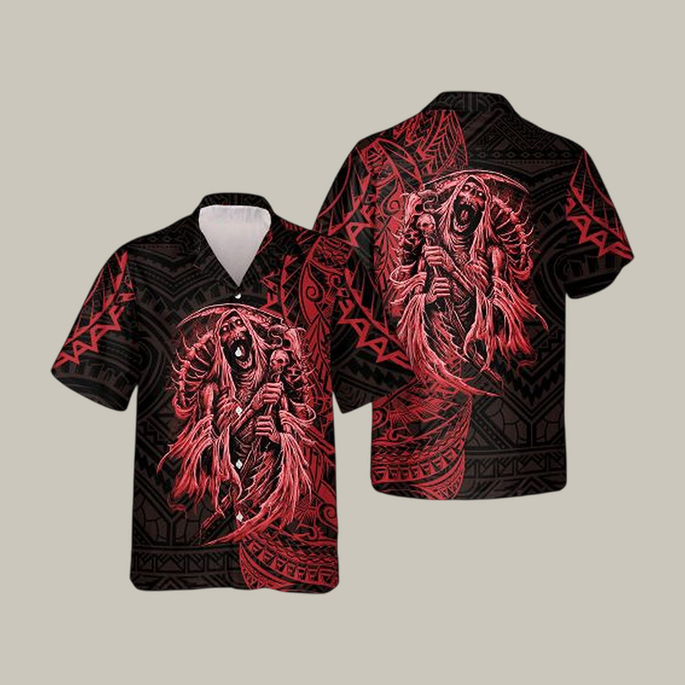 Red Death Skull Hawaiian Shirt Gothic Tropical Shirt Unique Present For Husband