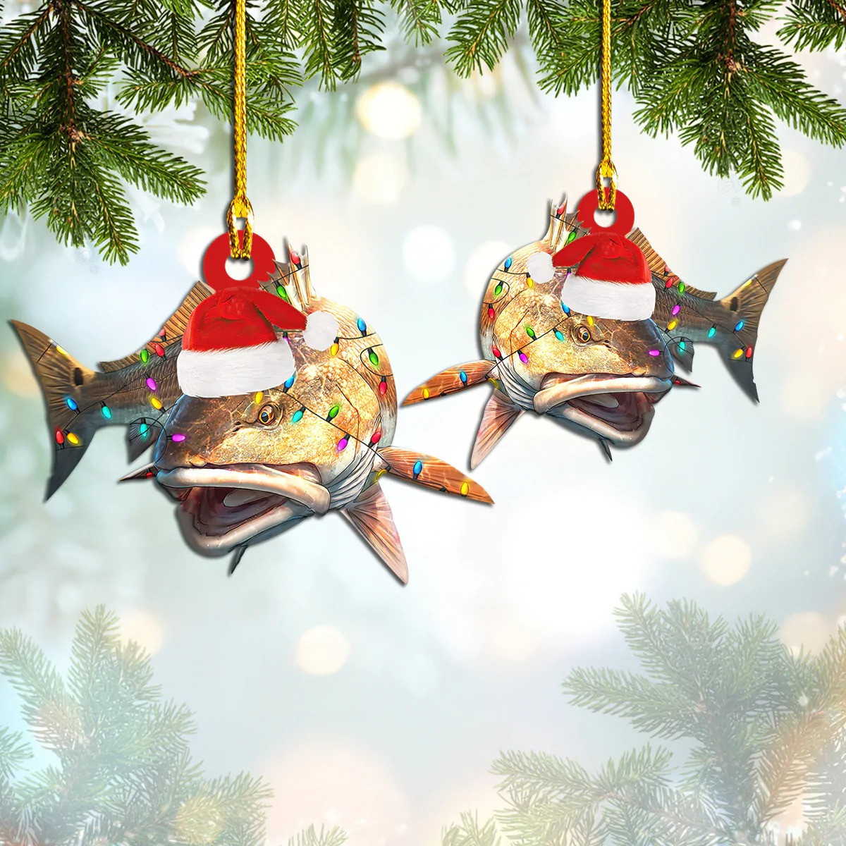 Red Drum Fishing Ornament Christmas Ornaments For Fishermen Gifts