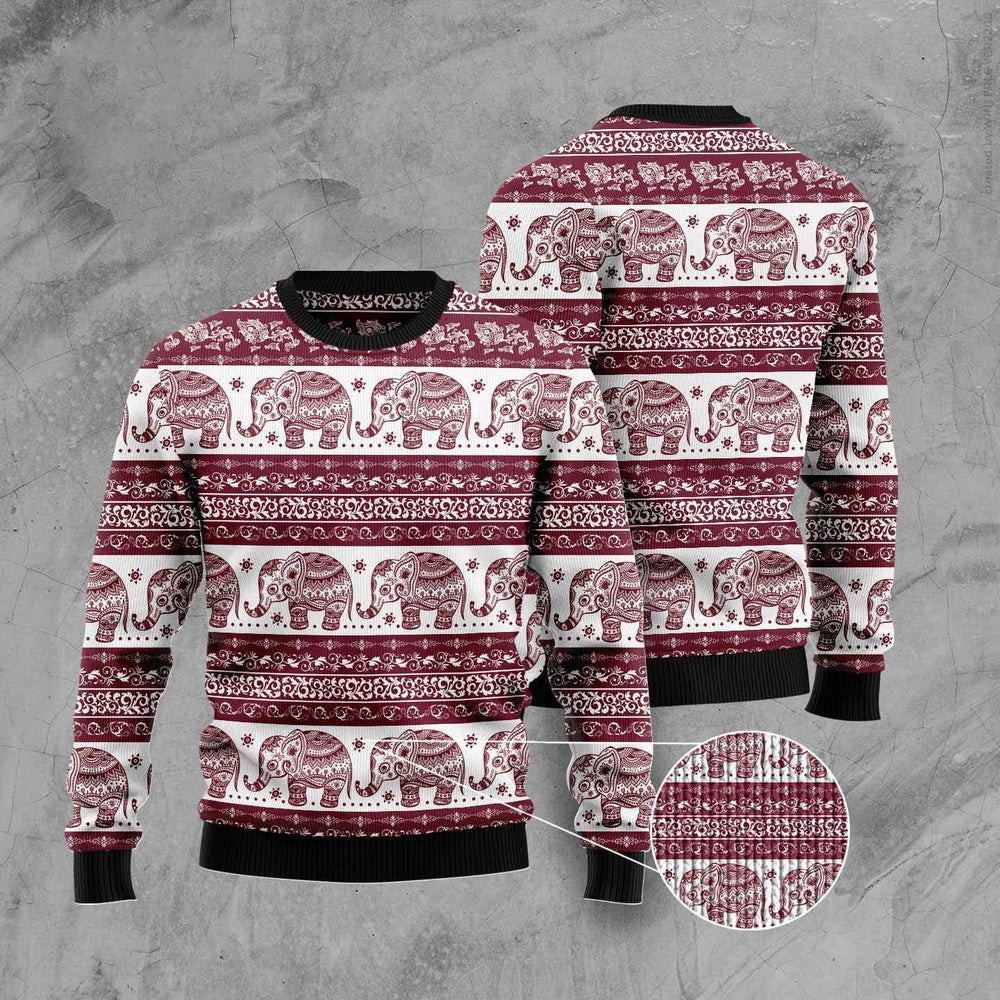Red Elephant Mandala Ugly Christmas Sweater Funny Ugly Christmas Sweater Cool Christmas Gifts