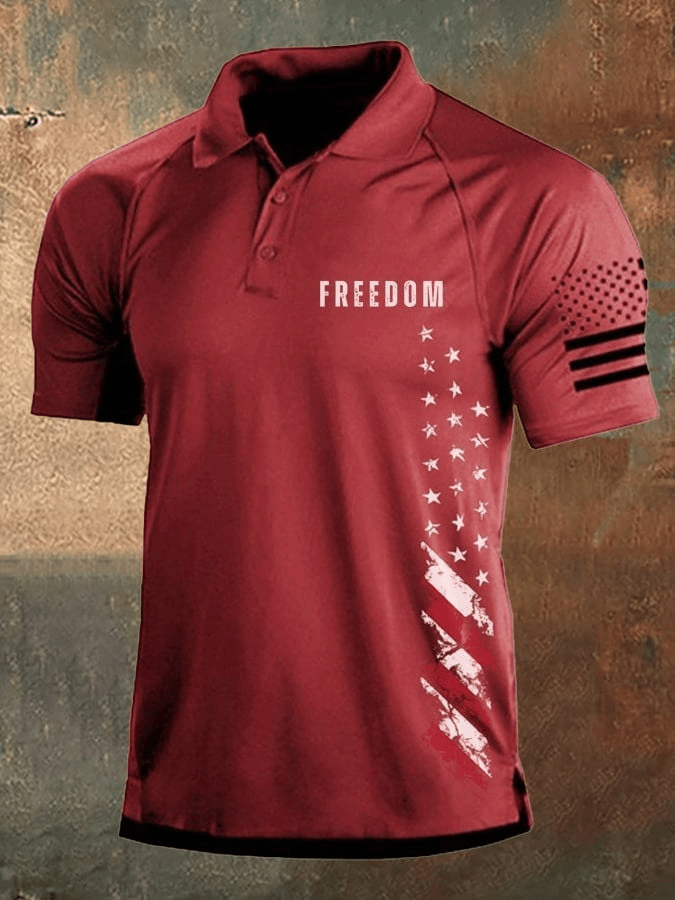 Red Freedom Polo Shirt Charlie Kirk Mens Polo Shirt TPUSA Merch Memorial Gifts For Patriots