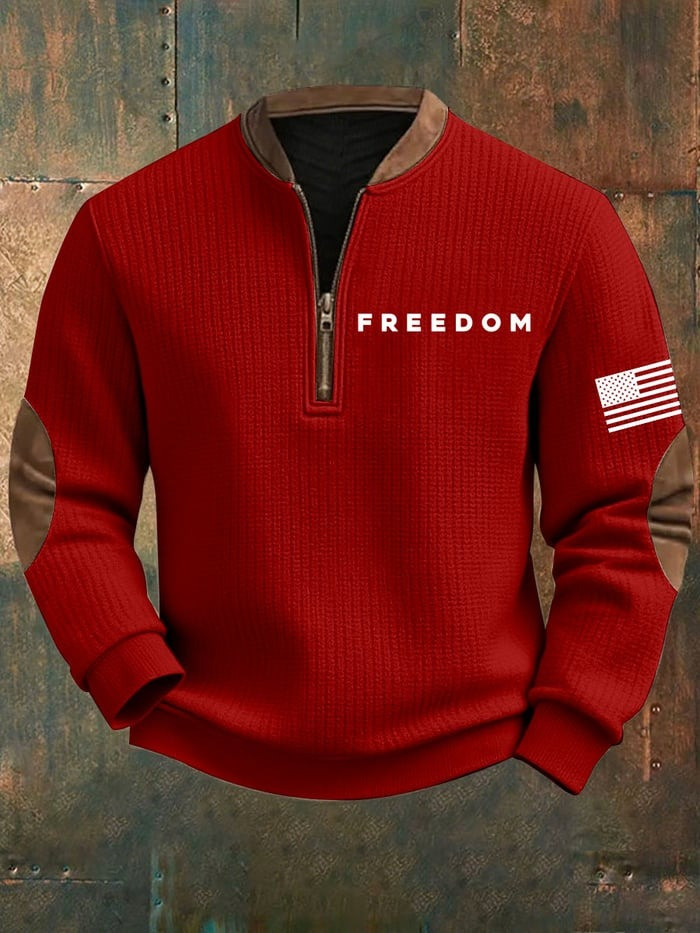 Red Freedom Quarter Zip Sweatshirt Charlie Kirk Clothing Charlie Kirk Funeral Merch