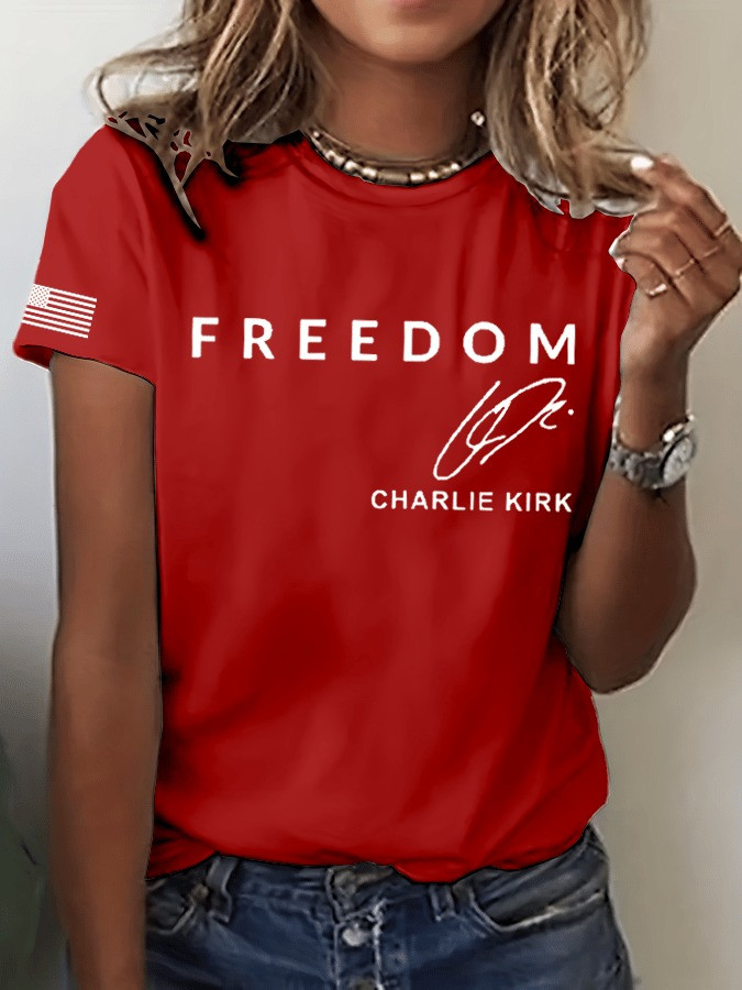 Red Freedom Shirt Charlie Kirk Clothing TPUSA Merch Charlie Kirk Funeral Merch Gifts For Wife