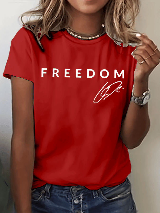 Red Freedom Shirt Charlie Kirk Signature T-Shirt TPUSA Charlie Kirk Merch Memorial Gifts for Him Her