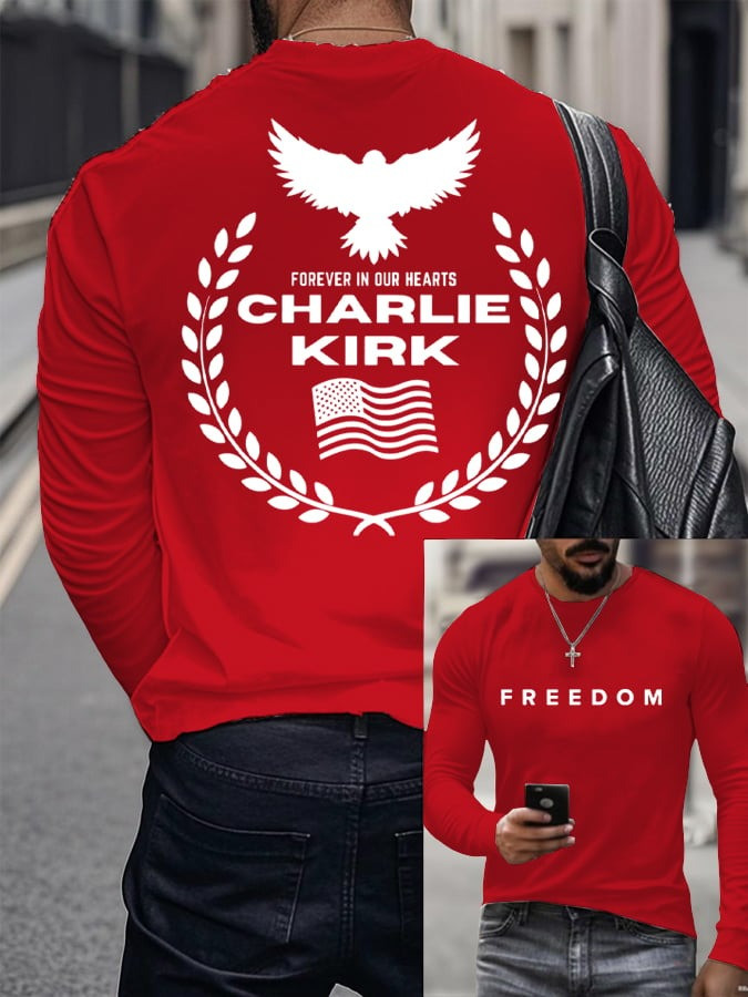 Red Freedom Shirt Charlie Kirk T-Shirt Forever In Our Hearts Charlie Kirk Funeral Merch