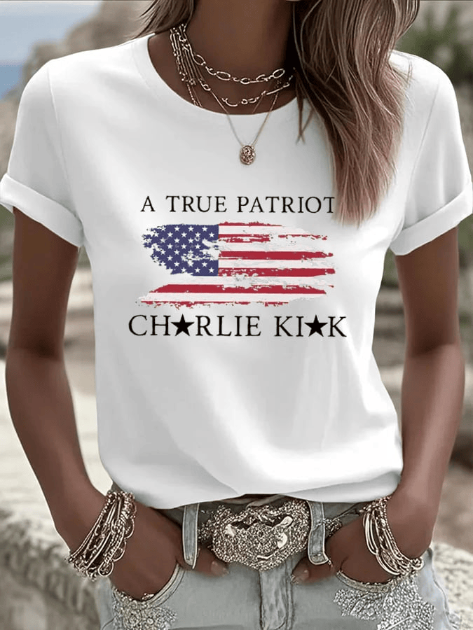Red Freedom Shirt Charlie Kirk True Patriot American Flag Shirt TPUSA Merch Gifts for Mom